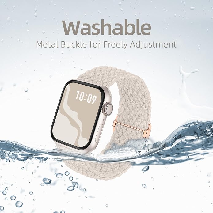 4 Pack Braided Stretchy Bands Compatible with Apple Watch 40mm 41mm 38mm 42mm 44mm 45mm 46mm 49mm Women Men, Breathable Nylon Elastic Daily Use Straps for iWatch Series 11/10 9 8 7 6 5 4 3 SE/Ultra 2
