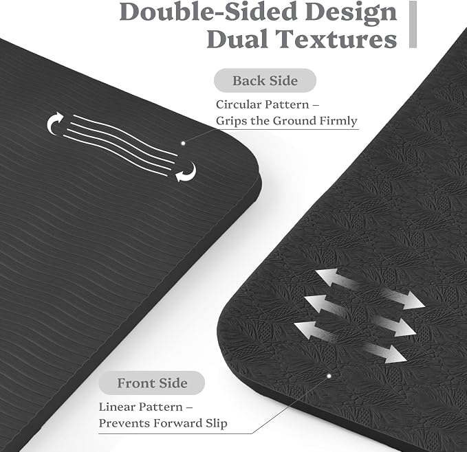 Foldable Yoga Mat Non Slip, Pilates Fitness Mats, 72" x 24" Extra Width ＆ Thick, Anti-Tear Exercise Mat with Carrying Strap and Bag, Workout Mats for Stretching,Yoga Studio,Gym or Home Workouts
