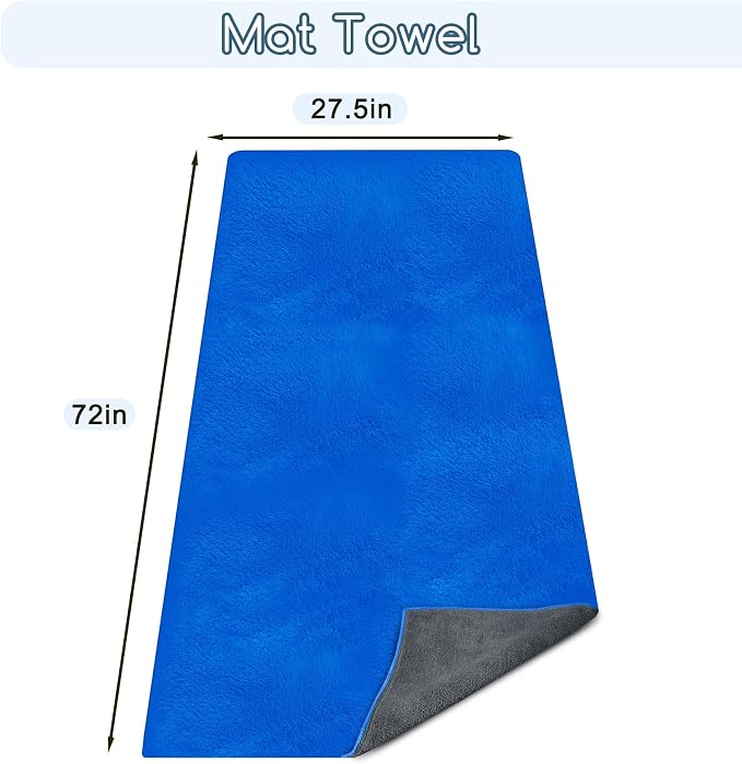 Yoga Mat Towel, Extra Thick (600GSM) Soft Hot Yoga Towel, Non-Slip and Sweat Absorbent for Hot Yoga, Bikram, Pilates, and Fitness, 72" x 27.5", Dual-Color, Grey/Blue