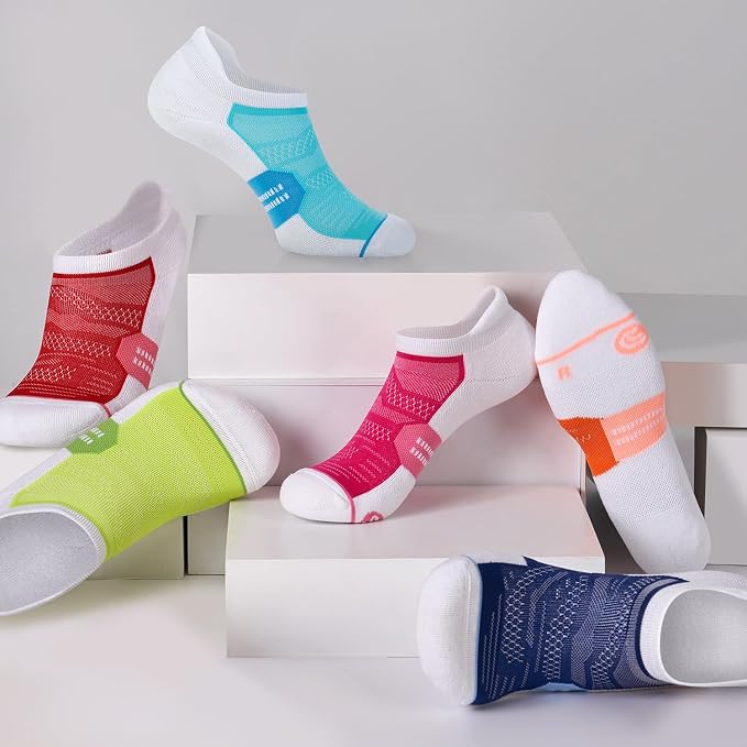 CS CELERSPORT 6 Pack Women's Ankle Running Socks Cushioned Low Cut Tab Athletic Socks