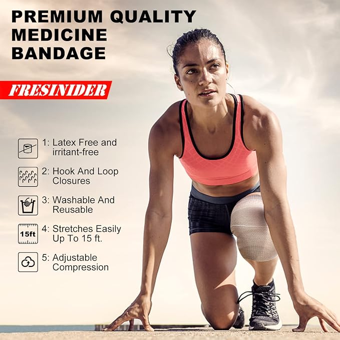 FRESINIDER Premium Elastic Bandage Wrap 7 Pack Mix 2,3,4,6 Inch Hook & Loop | Assorted-Width Cotton Compression Set Covers Wrist, Ankle, Knee and Thigh; Secure Ends for Sports, First Aid and Recovery.