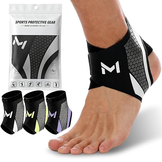 2Pcs Ankle Brace Compression Support Stabilizer,Lace-Up Sports Basketball Sprain Recovery Men Women Adjustable Foot Ankle Orthopedic Grade Tendonitis Protection (Black Gray)