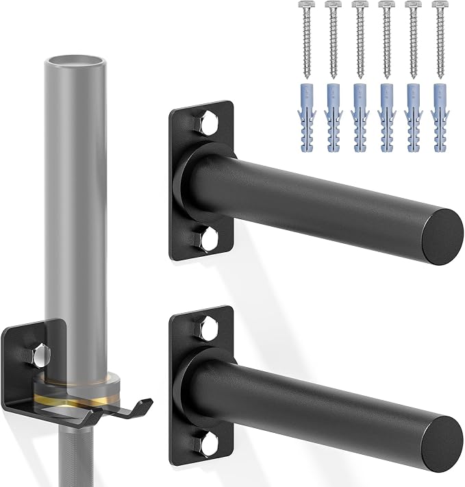 Weight Rack for Home Gym, Weight Plate Rack and Barbell Hanger Set - Heavy Duty Powder Coated Barbell Rack & Wall Mounted Weight Plate Holder for Garage Gym Organization