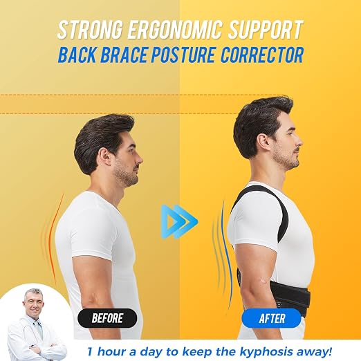 Back Brace and Posture Corrector for Men and Women Adjustable Back Straightener Posture Corrector, Scoliosis and Hunchback Correction, Spine Corrector, Support for Upper Lower Back Pain Relief