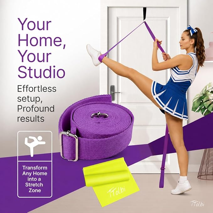 Leg Stretcher Strap with Door Anchor and Resistance Band, Splits Trainer | Home Flexibility Trainer for Splits, Ballet, Dance, Cheer, Yoga, Gymnastics, Pole and Taekwondo, Kids to Adults, All Levels