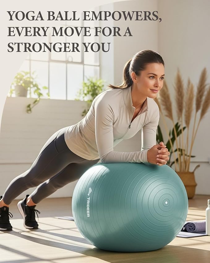 Trideer Exercise Ball, Stability Yoga Ball for Physical Therapy, Active Sitting, Pregnancy & Birth Labor Prep, Core Strength, Balance Training, Posture Improvement and Daily Stretching, 55/65/75cm