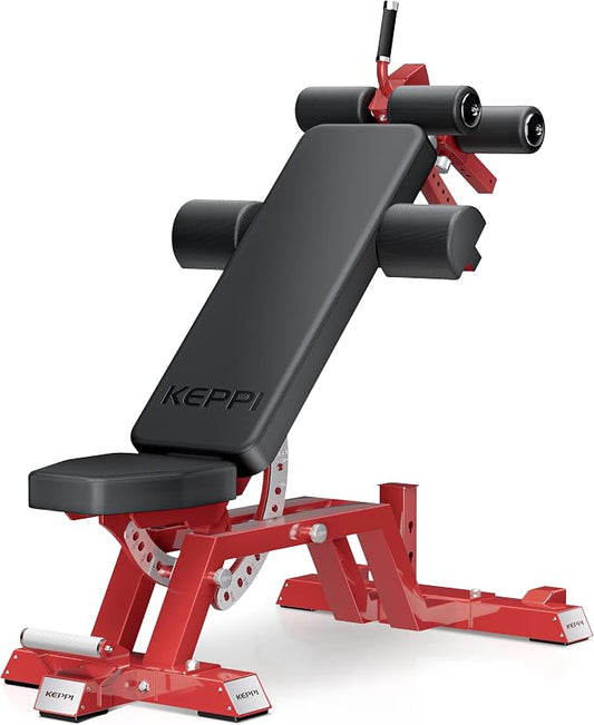 Keppi Fitness Bench6000 Weight Bench, Commercial Grade FID Workout Bench | 2200lb Flat Capacity, 11 Back&8 Seat Specialized Angles for Serious Lifters, 97lb Frame Weight with above 1 Gauge Support