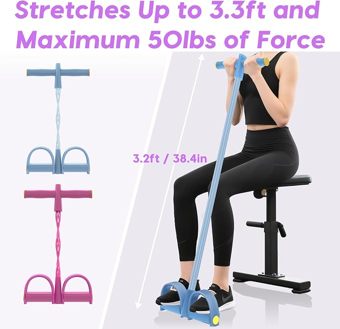 Resistance Bands with Handles, 6-Tube Elastic Pedal Resistance Band for Working Out, Durable Natural Rubber Exercise Bands, Multifunction Exercise Equipment for Abdomen, Waist, Arm, Leg Stretching