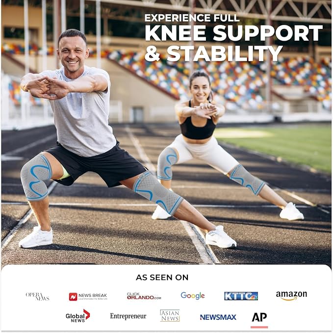 Modvel Compression Knee Brace for Women & Men - 2 Pack Knee Brace for Women Running Knee Pain, Knee Support Compression Sleeve, Workout Sports Knee Braces for Meniscus Tear ACL & Arthritis Pain Relief