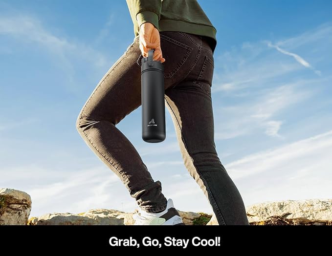 POWCAN 26 oz Insulated Water Bottle with 2-in-1 Straw and Spout Lid, Keep Cold 24H, Leak-Proof, Fits in Car Cup Holder, Stainless Steel Water Bottle for Sports, Travel, Gym, Gift, and School (Ace)