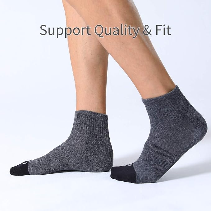FITRELL 6 Pack Men's Athletic Ankle Socks Cushioned Sports Running Socks 7-9/9-12/12-15
