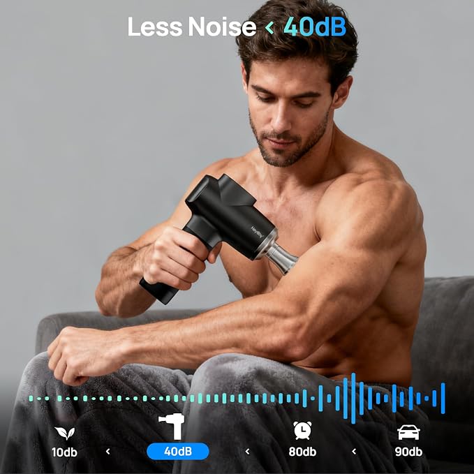 HEYCHY Massage Gun with Hot and Cold Therapy, Deep Tissue Muscle Massager with Titanium Alloy Head and 12mm Amplitude for Back Neck Shoulder Recovery, Home Gym Workout, Athletes, FSA Eligible, HSA