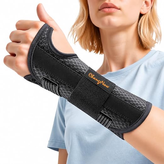 3-Splint Carpal Tunnel Wrist Brace Night Support, Left Hand Pain Relief | Adjustable Hand Brace for Tendonitis, Arthritis, Sprains & Strains, Wrist Support for Women & Men, Black, L