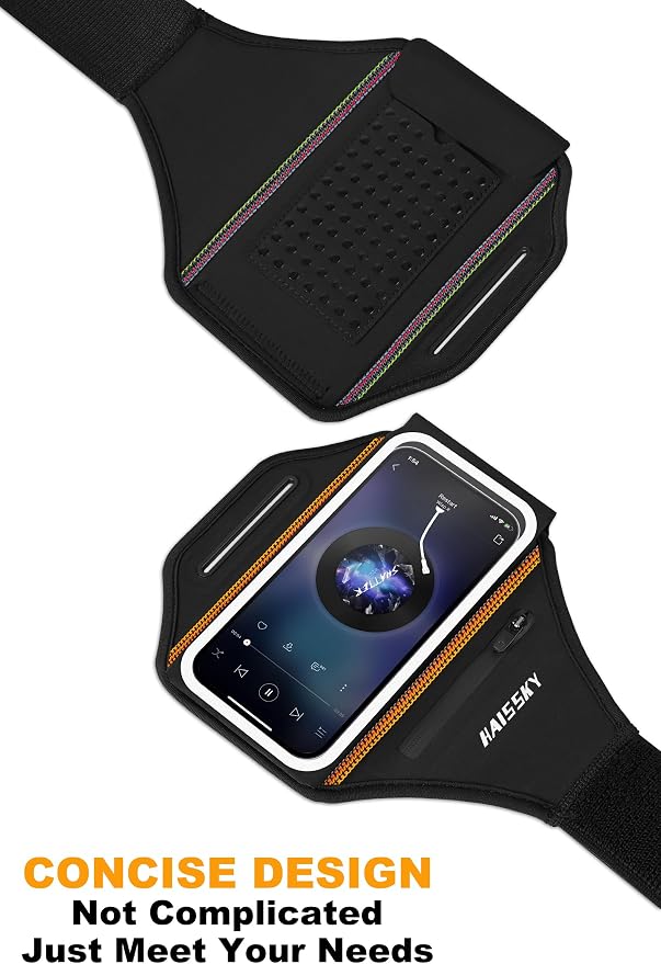 Running Armband with Earphone Bag Cell Phone Armband for iPhone 16 15 Pro 14 Plus 13 11 XR XS, Galaxy S24/S10 Water Resistant Sports Phone Holder Case & Zipper Slot Car Key Holder for 6.9 inch Phone | Zipper Pocket for Keys & Earphones, TPU Touchscreen...