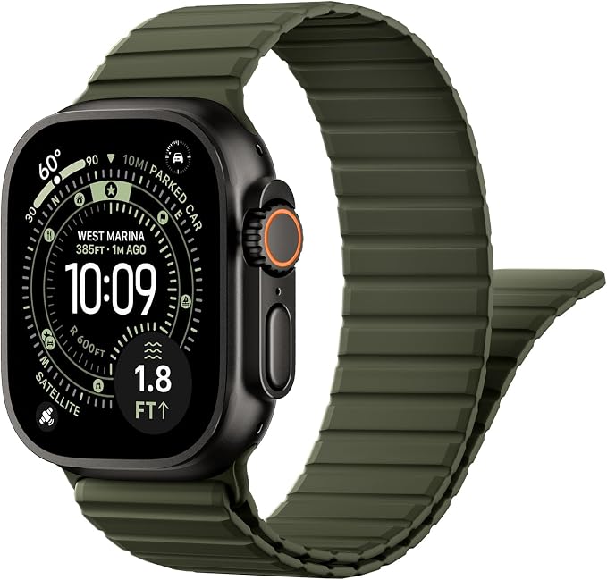 Magnetic Sport Silicone for Apple Watch Ultra 3 2 Band 49mm 46 45 44mm Men | Upgraded Magnet,Two-Tone Design,Waterproof,Soft Loop Strap for iWatch Ultra 3/2 Series 11 10 9 8 7 6 5 4 SE 46mm 45mm 44 49
