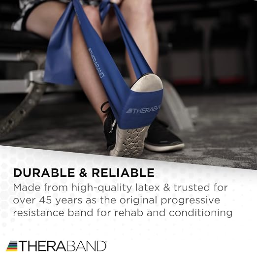 THERABAND Professional Resistance Band, Blue Level 4 Extra Heavy, 5 ft | Elastic resistance band for exercise, strength training, stretching and physical therapy - ideal for home workouts