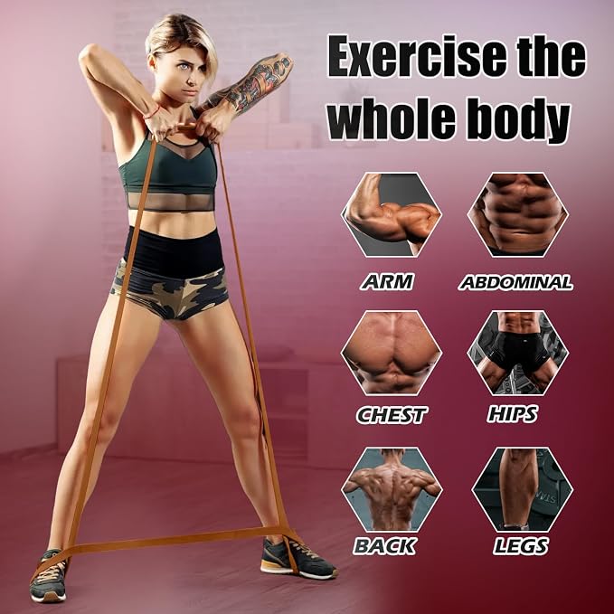 WHATAFIT Resistance Bands, Pull Up Assist Bands with Handles, Door Anchor | Natural Latex Rubber, Progressive Tension, Exercise Loop for Full-Body Fitness, Portable Gym Bag, Warm-Up & Stretch