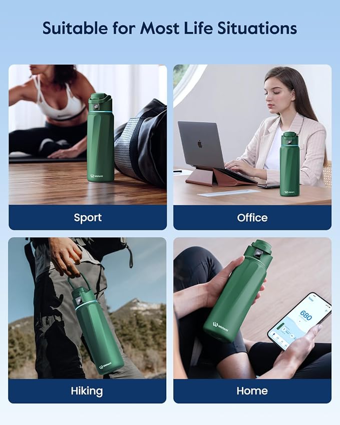 WaterH BOOST Smart Water Bottle Tracker with Reminder to Drink Water, 32oz | Double Wall Vacuum Insulated Stainless Steel, BPA-Free, Leakproof, Smart App Tracking, Travel-Friendly Wide Mouth for Office