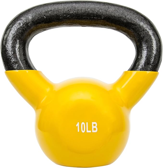 Sunny Health & Fitness Vinyl Coated Cast Iron Kettlebell 5-25 lb