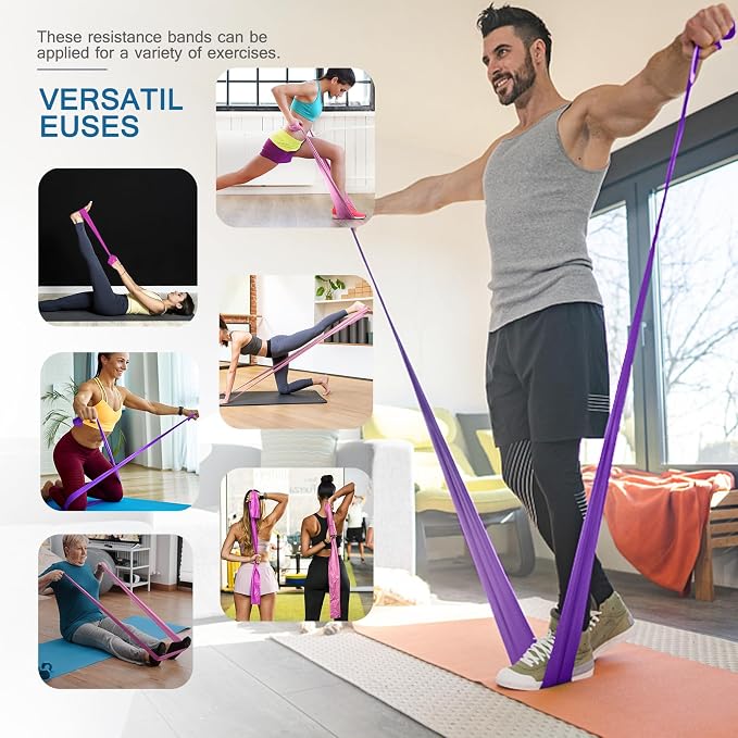 Resistance Bands for Working Out, Physical Therapy, Exercise, Pilates, Yoga | Latex-Free Stretch Bands for Women or Men, Elastic Exercise Bands Set for Stretching, fitness, Rehab, Workout, Gym and Home