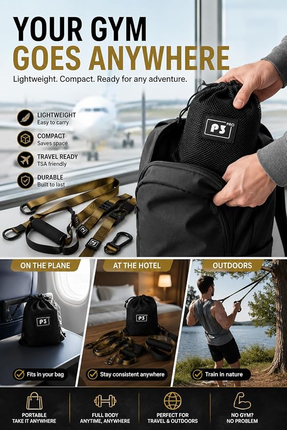Home Resistance Training Kit with Handles & Door Anchor, Suspension Trainer System for Full Body Workout, Adjustable Bodyweight Resistance Bands for Home Gym, Strength Training & Core Fitness