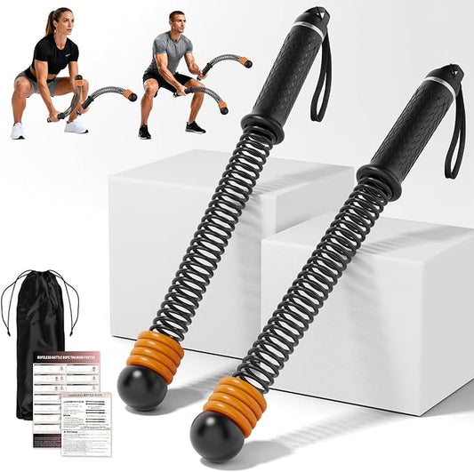 Ropeless Battle Ropes, with 8 Adjustable Weight Rings & Storage Bag, Portable Cordless Heavy Duty Fitness Rope for Home Gym, HIIT, Strength, High Calorie Burn, Low-Impact Cardio for Men and Women