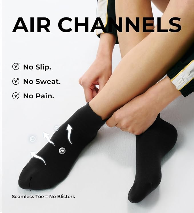 FITRELL Ankle Compression Socks for Women & Men - 5/6 Pairs Cushioned Arch Support Running Socks, Plantar Fasciitis Relief