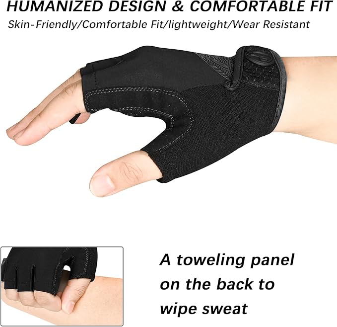 Cycling Gloves Bike Bicycle Gloves, Half Finger 5MM Gel Anti-Slip | Biking Gloves for Men Women Gym workout exercise Motorcycle Hiking Rowing Outdoor Sports