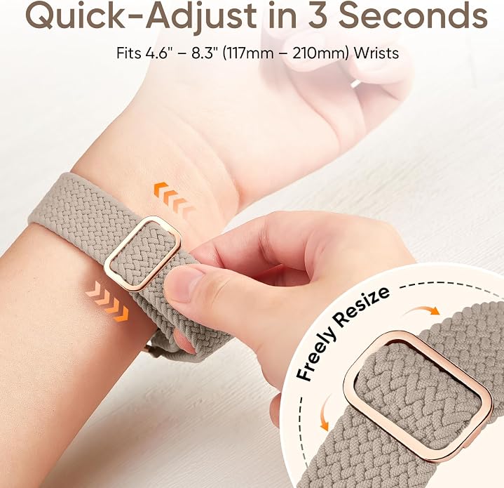 4 Pack Braided Stretchy Bands Compatible with Apple Watch 40mm 41mm 38mm 42mm 44mm 45mm 46mm 49mm Women Men, Breathable Nylon Elastic Daily Use Straps for iWatch Series 11/10 9 8 7 6 5 4 3 SE/Ultra 2