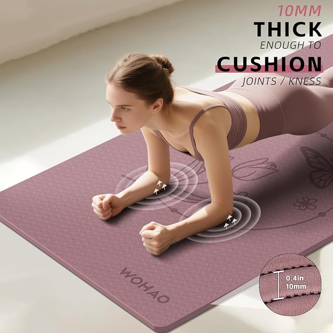 Large 76"x40"x0.4" Yoga Mat | Extra Width & Thick, Non-Slip Exercise Mat, Versatile for Stretching, Yoga Studio, Gym, Home & Indoor/Outdoor Workouts