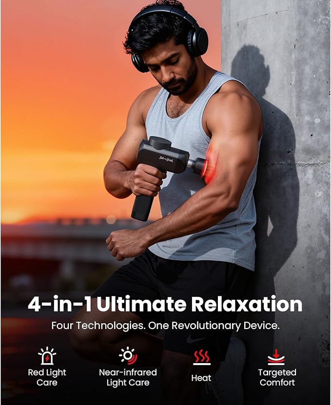 BOB AND BRAD X6 Ultra Massage Gun with Heat & Infrared Light, FSA Eligible | HSA Professional Percussion Deep Tissue Muscle Massager Gun for Athletes, Metal Head, 5 Speed, 6 Replacements, Birthday Gifts