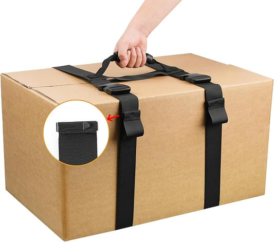 67 Inches Box Carrying Strap with Handle to Safely Move Heavy Boxes | Extra-Long Adjustable Heavy-Duty H-Shaped Straps with Organizer Clip, Handheld Belt Designed for Easy Lifting Large Luggage