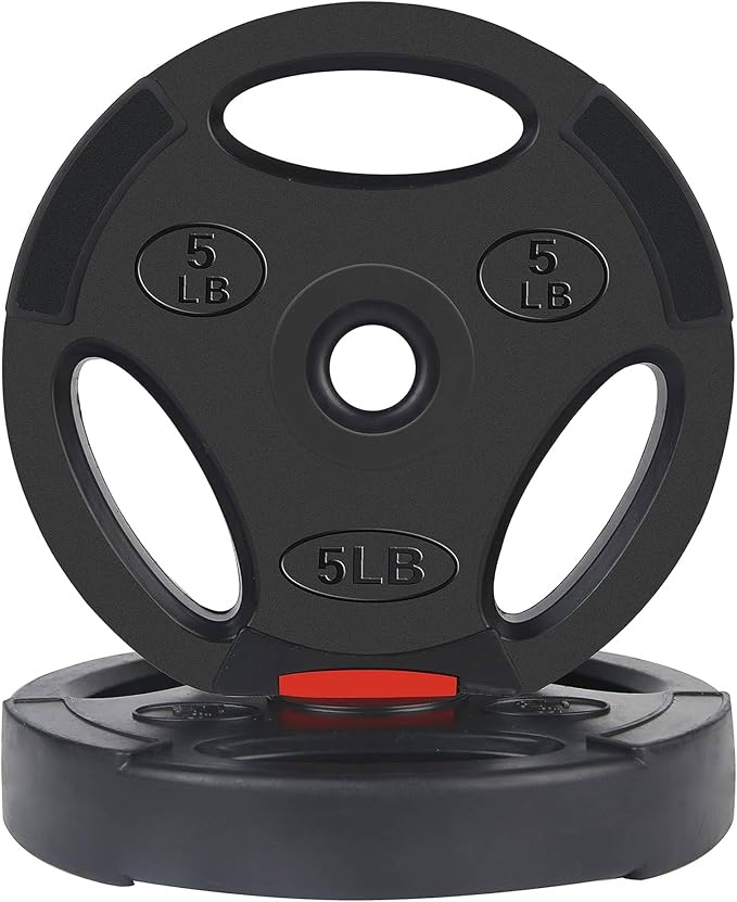 Signature Fitness Vinyl Standard Plate Weight Plate for Strength Training and Weightlifting, Multiple Sizes