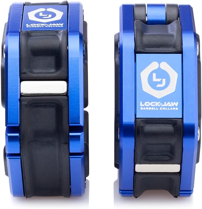 Lock-Jaw Flex Barbell Collars Olympic Barbell Clamps w/Magnet 2 Pcs – Heavy Duty Bar Clamps for 2” & 50mm Olympic Bars – Secure Weight Bar Clamps for Strength Training & Home Gym Accessories