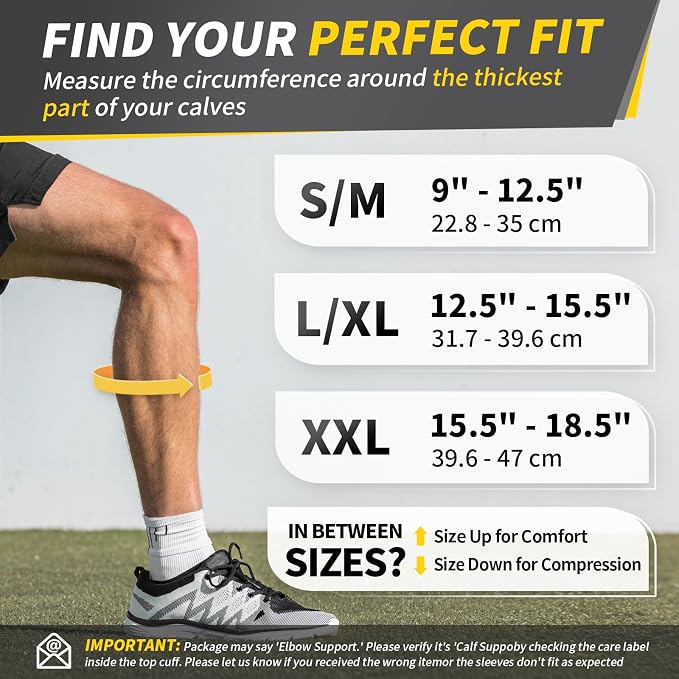 CAMBIVO Calf Compression Sleeve for Men Women Footless | Graduated Compression, Shin Splint Relief, Moisture Wicking, Running Standing Travel, 4D Knit Anti-Slip, Varicose Veins