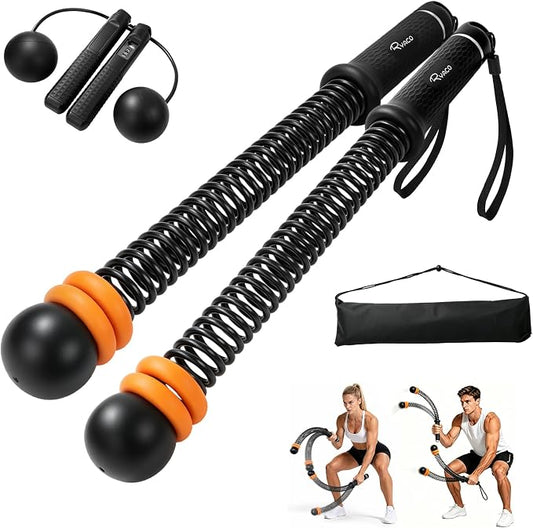 RYACO Ropeless Battle Ropes, Cordless Fitness Training Set for Home Gym | Portable equipment, detachable weight rings, low-impact full-body HIIT & strength training indoor fitness gear
