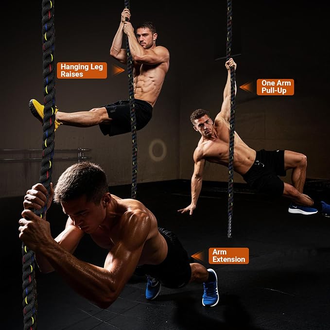 Climbing Rope Gym Workout - 1.5inch Diameter with 10FT 15FT 20FT 30FT 40FT Gym Climb Rope Heavy Duty Workout Exercise Ropes for Adults Indoor Outdoor Strength Training