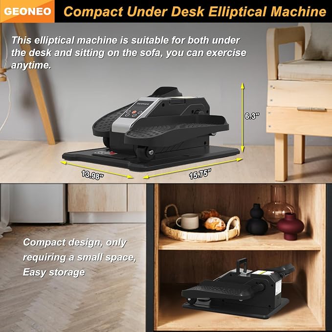Under Desk Elliptical Machine, Electric Elliptical Leg Exerciser for Senior | Quiet and Compact Electric Seated Pedal Exerciser for Home with Monitor, Remote Control and 12 Adjustable Speeds