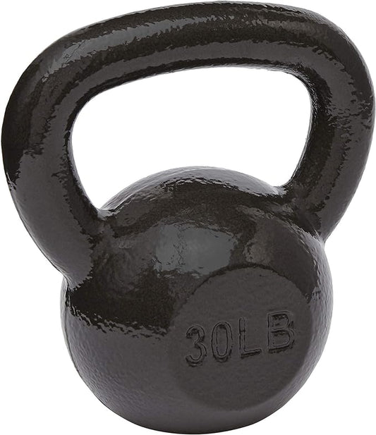 Amazon Basics Cast Iron Kettlebell for Strength Training, Textured Wide Handle, Black