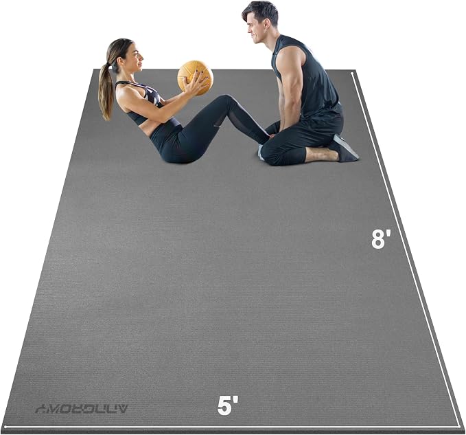Large Exercise Mat 8'x5'|12'x6'|6'x4'|6'x2' Workout Mat for Home Gym Mats Exercise Heavy Duty Gym Flooring Fitness Mat Large Yoga Mat Cardio Mat for Weightlifting, Jump Rope, MMA, Shoe-Friendly