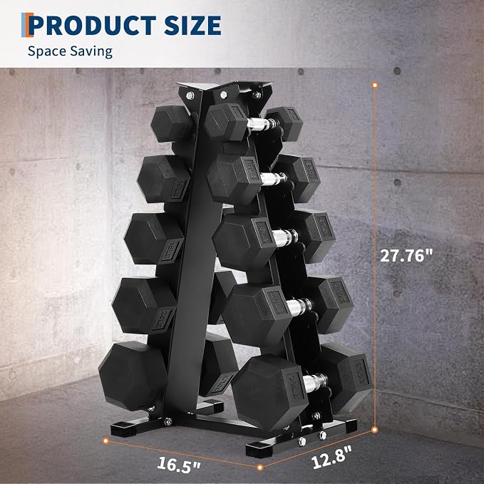 Hex Dumbbells Set for Home Gym – PVC/PEV Coated, Anti-Roll Design, Non-Slip Grip, Cast Iron Core – Versatile Strength Training Weights, 100LB Total (25LB×2+30LB×2)