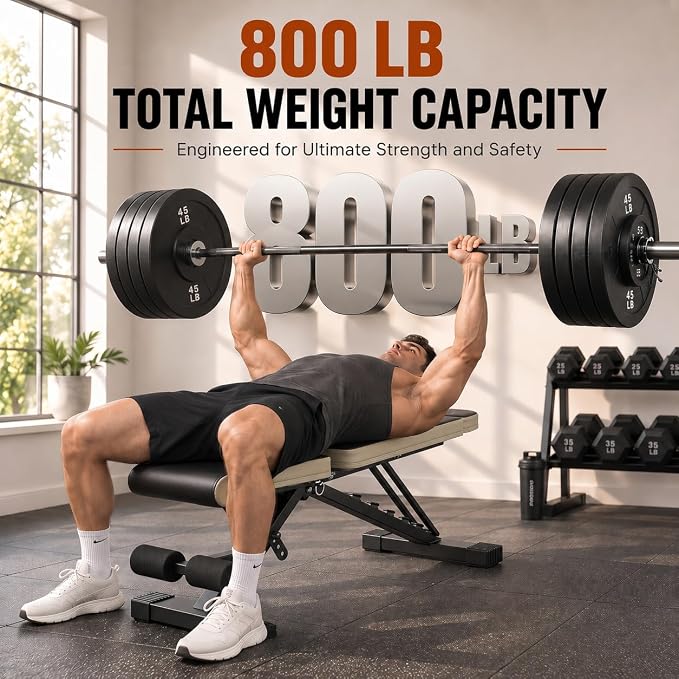 Adjustable Weight Bench, Foldable Workout Bench for Home Gym | Fast Folding & 7-Position Incline/Decline, Heavy Duty Dumbbell Bench for Home Gym / Garage Gym, Strength Training Equipment