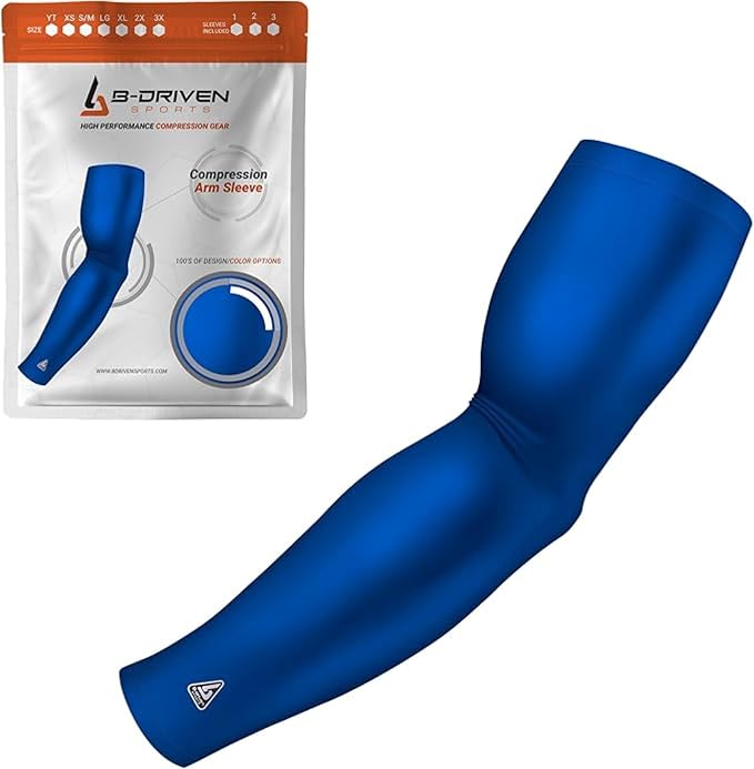 Pro-Fit Compression Arm Sleeve for Men, Women & Youth, Volleyball Baseball Basketball Weightlifting - Single