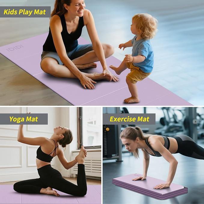 Foldable Yoga Mat Extra Large 74"×31.5" | Double-Sided Non-Slip,Extra Wide Foldable Design,8mm Extra Thick,Exercise Mat for Home, Studio and Travel Use