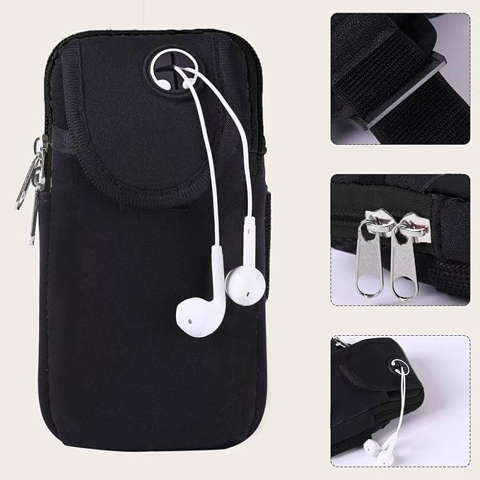 New Sports Music Mobile Running/Waterproof Wrist Bag arm Bag for Men and Women Mobile arm Strap, Suitable for iPhone and Android, Use for Running, Walking, Hiking & Biking (Black)