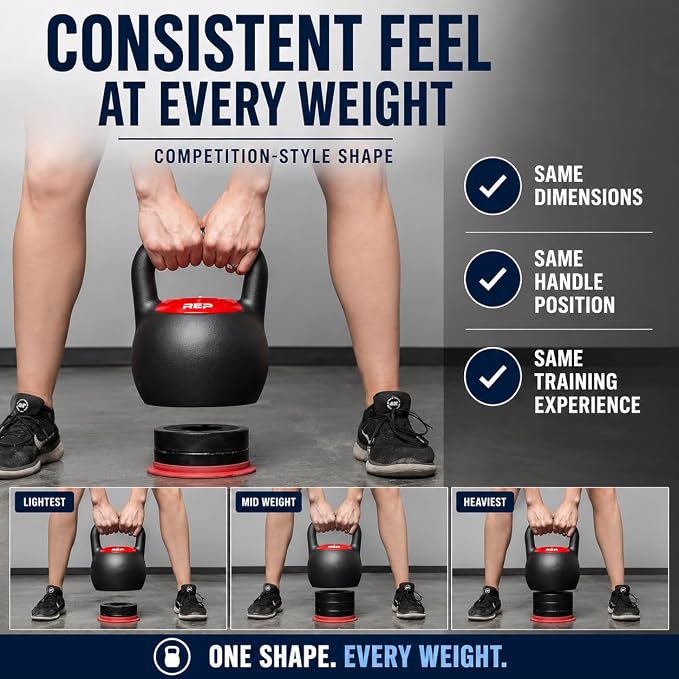 Rep Fitness Adjustable Kettlebell | Weight Set for Home Gym | Strength Training Equipment for Men & Women | Compact Steel Bell with Ergonomic Handle | 20–40 lb (9–18 kg) Variable Options