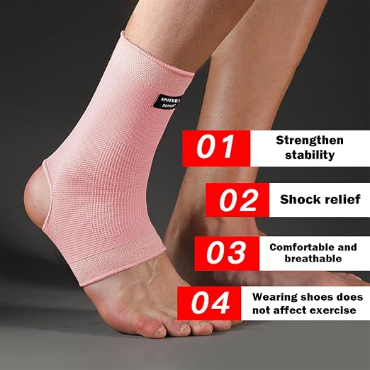 SPOTBRACE Ankle Brace Compression Sleeve, Ankle Support For Women Men 2Pack | Elastic, Open Heel, Pink, Breathable, Thin, Soft, Foot Compression Sock Wrap for Swelling, Plantar Fasciitis, Sprain, Size XL