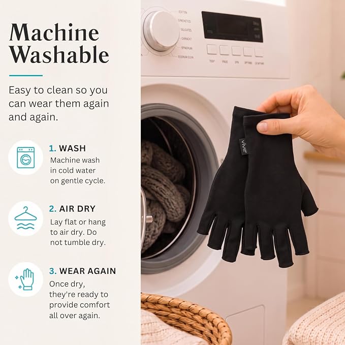 Vive Arthritis Gloves - Men, Women Rheumatoid Compression Hand Glove | Osteoarthritis- Arthritic Joint Pain Relief - Carpal Tunnel Wrist Support - Open Finger, Fingerless Thumb for Computer Typing