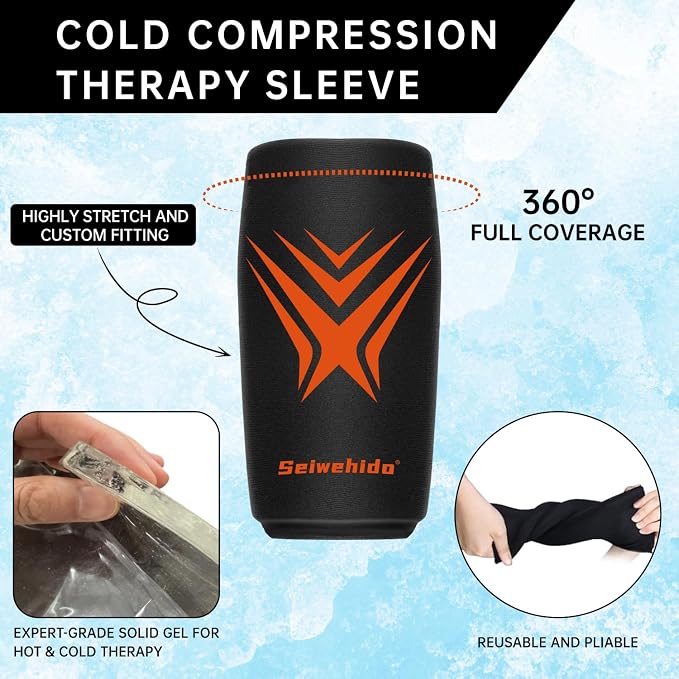 Extended Leg Knee Ice Pack Wrap Sleeve for Knees Injuries Reusable 2 Pack | Gel Freeze Knees Brace for Swelling, Replacement Surgery, Cold Compress Therapy for Arthritis, Meniscus Tear and ACL Gift