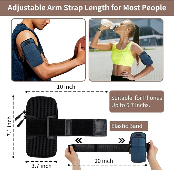 Prime Comfort Phone Holder, Arm Bands for Workout, Use for Running, Walking, Hiking & Biking (Blue)